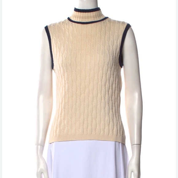 St. John relaxed fit ribbed turtleneck vest sweatshirt - Picture 1 of 4